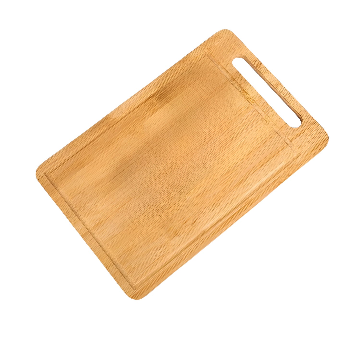 Natural bamboo cutting boards in three sizes standing on a kitchen counter
WXCOO bamboo chopping board set with rectangular wooden boards
Large cutting board made of bamboo displayed upright in kitchen setting
Double sided bamboo cutting boards with handle slot on dark background
Wooden cutting boards for kitchen prep shown beside food ingredients