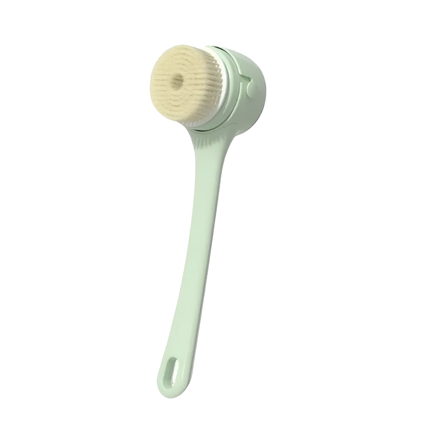 electric shower brush for back with long handle and brush heads
white rechargeable body scrubber for shower with multiple attachments
long handled bath brush shown with sponge and circular brush head
electric bath brush with digital display and interchangeable heads
waterproof shower brush for back displayed with five brush options