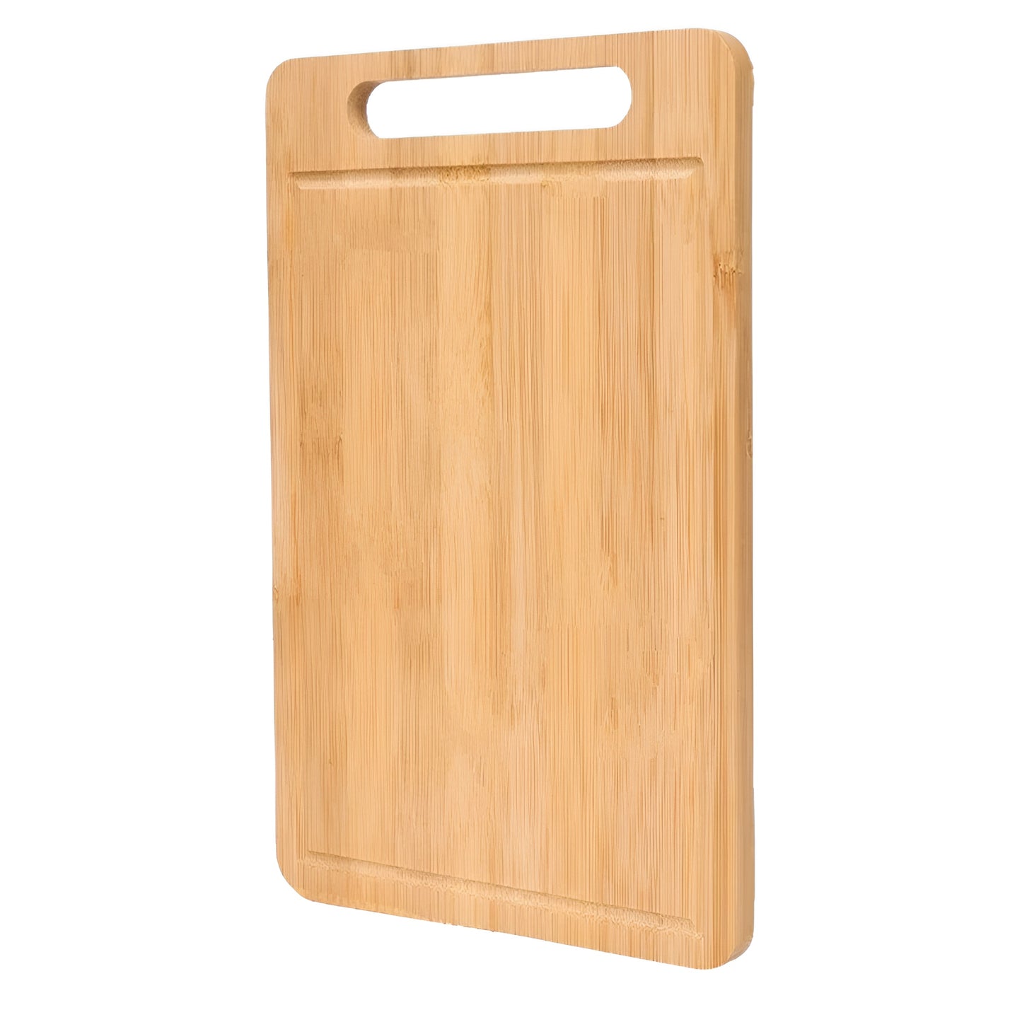 Natural bamboo cutting boards in three sizes standing on a kitchen counter
WXCOO bamboo chopping board set with rectangular wooden boards
Large cutting board made of bamboo displayed upright in kitchen setting
Double sided bamboo cutting boards with handle slot on dark background
Wooden cutting boards for kitchen prep shown beside food ingredients