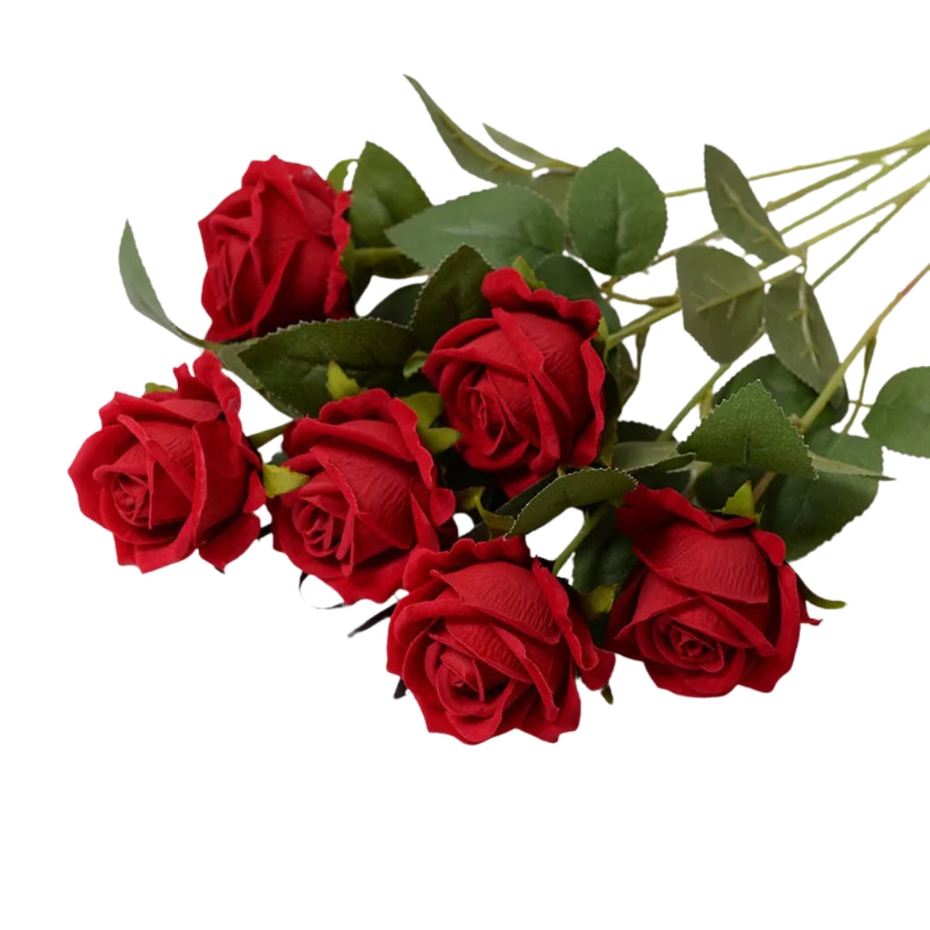 fake flowers velvet rose branch measuring 20 inches tall