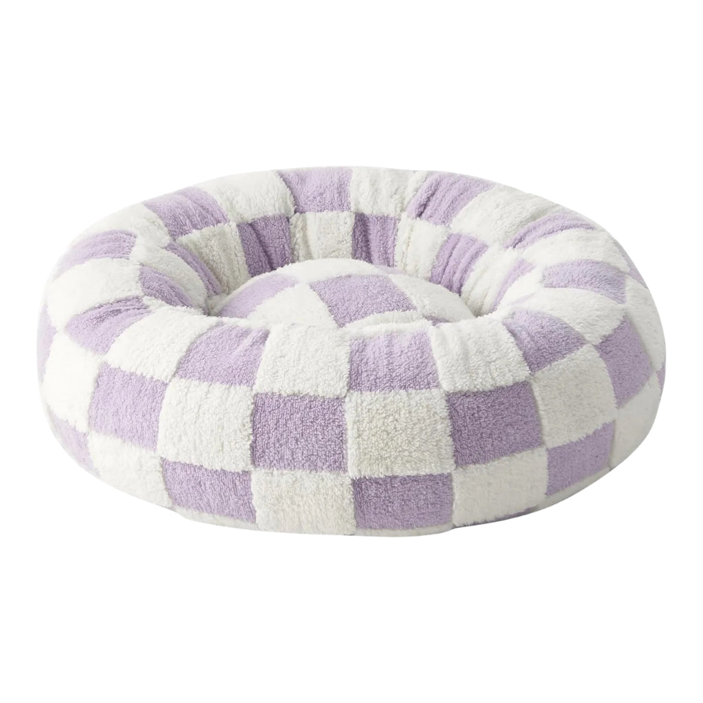 Cozy pet bed for small dogs with cotton material and raised round edge