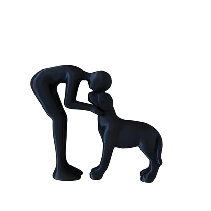 minimalist dog figurine showing a person touching a dog in abstract style
abstract dog figurine sculpture for home decor on a tabletop
white minimalist dog owner statue with human and pet design
modern figurines decor featuring a person and dog interaction
