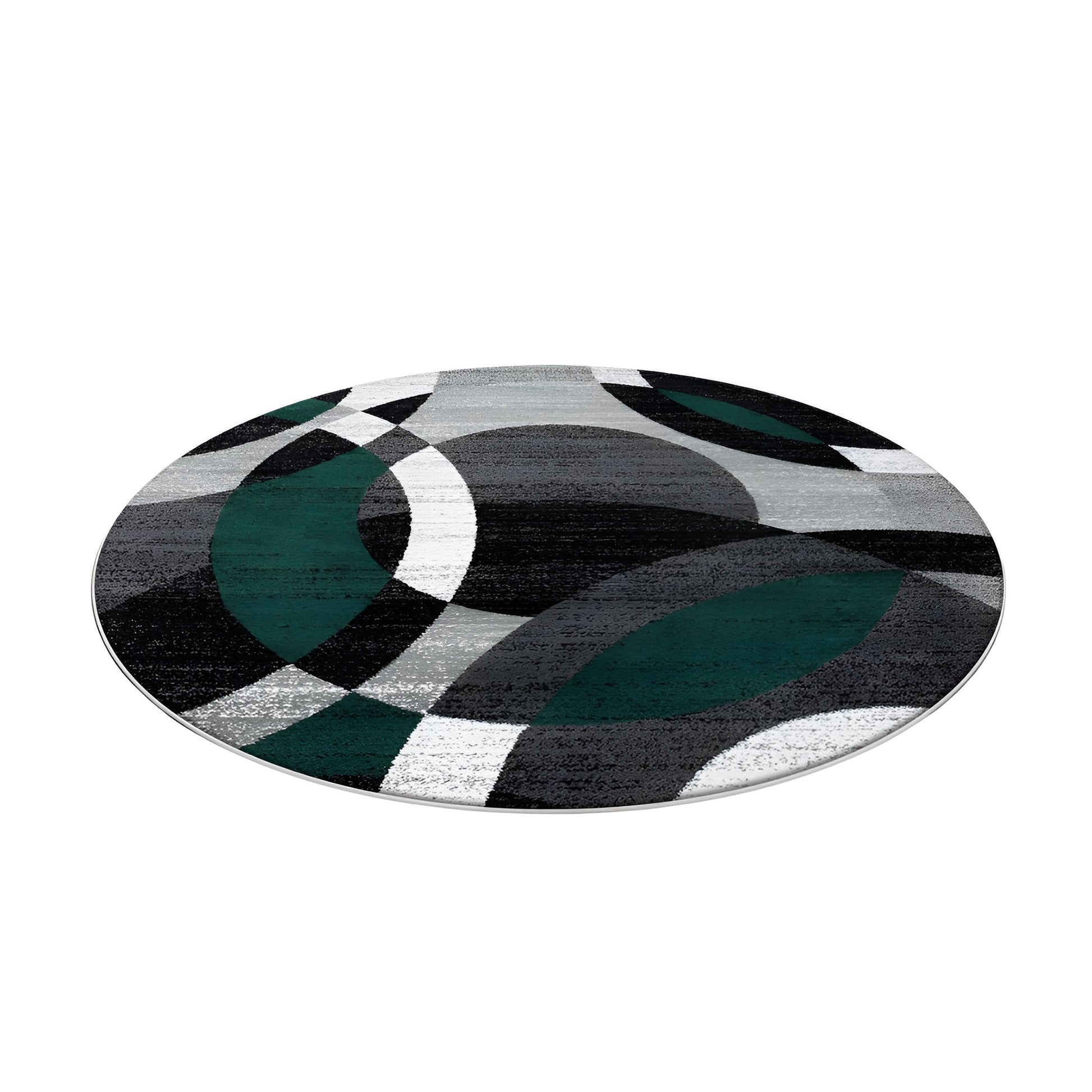 Round black and gray geometric area rug in a modern living room
Large washable rug with abstract pattern under living room seating area
Modern round area rugs shown on a light floor in a home interior
Black white and gray geometric rugs displayed in a spacious room
Soft round living room rug with modern curved pattern design