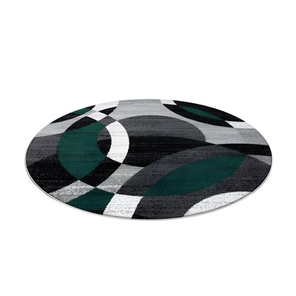 Round black and gray geometric area rug in a modern living room
Large washable rug with abstract pattern under living room seating area
Modern round area rugs shown on a light floor in a home interior
Black white and gray geometric rugs displayed in a spacious room
Soft round living room rug with modern curved pattern design