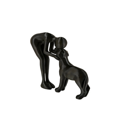 minimalist dog figurine showing a person touching a dog in abstract style
abstract dog figurine sculpture for home decor on a tabletop
white minimalist dog owner statue with human and pet design
modern figurines decor featuring a person and dog interaction