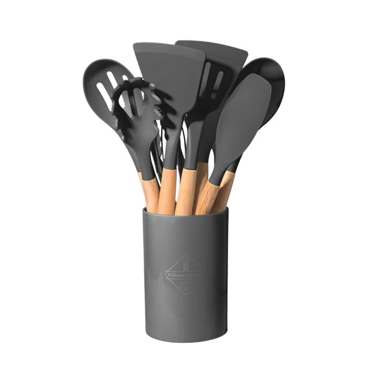 Cooking Utensil Set with Wooden Handle for Nonstick Cookware
