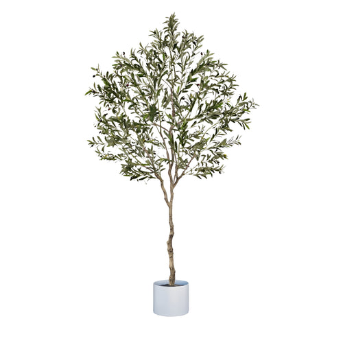 artificial olive tree in white planter for modern home decor
tall artificial trees with realistic green leaves in indoor living room