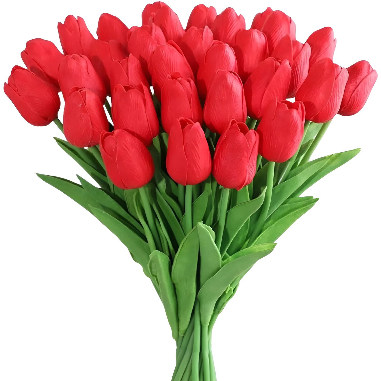 artificial flowers tulip bouquet in white placed in vase on table
realistic fake tulips with green stems arranged for home decor
silk flowers tulip arrangement in multiple colors for decoration
artificial plants tulip bouquet close up showing realistic petals
decorative fake tulips bouquet for wedding or home display
