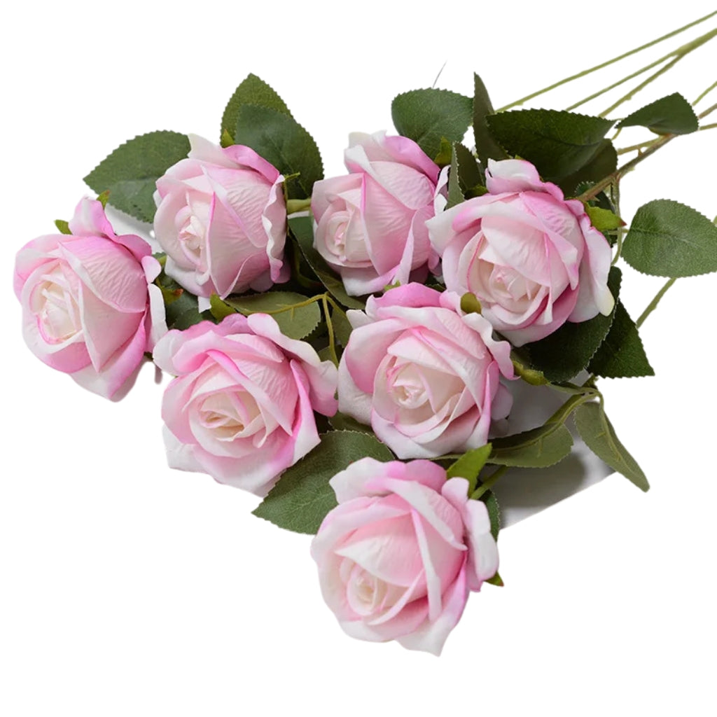 artificial red roses with long green stems for vase decor