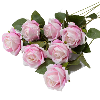 artificial red roses with long green stems for vase decor