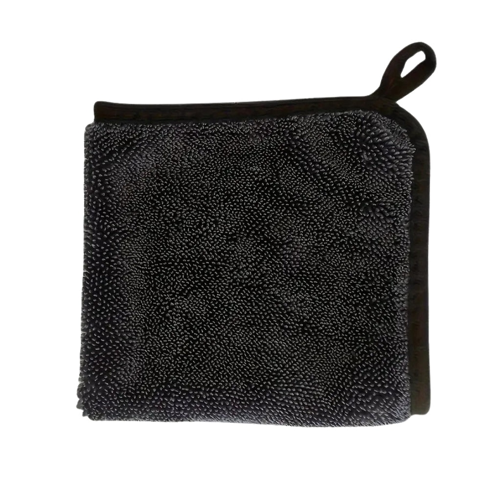 microfiber cleaning cloth shown for wiping a car seat interior