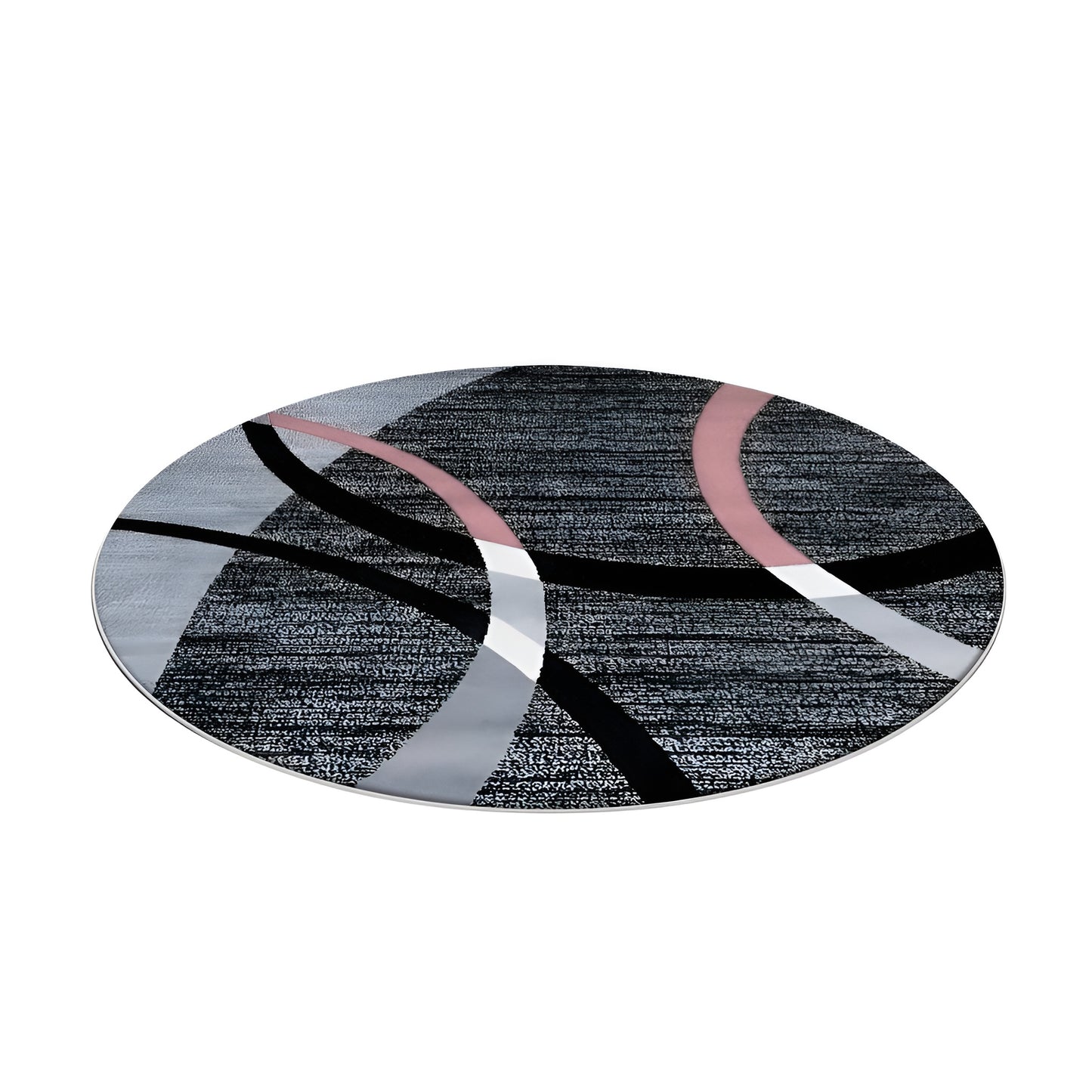 Round black and gray geometric area rug in a modern living room
Large washable rug with abstract pattern under living room seating area
Modern round area rugs shown on a light floor in a home interior
Black white and gray geometric rugs displayed in a spacious room
Soft round living room rug with modern curved pattern design