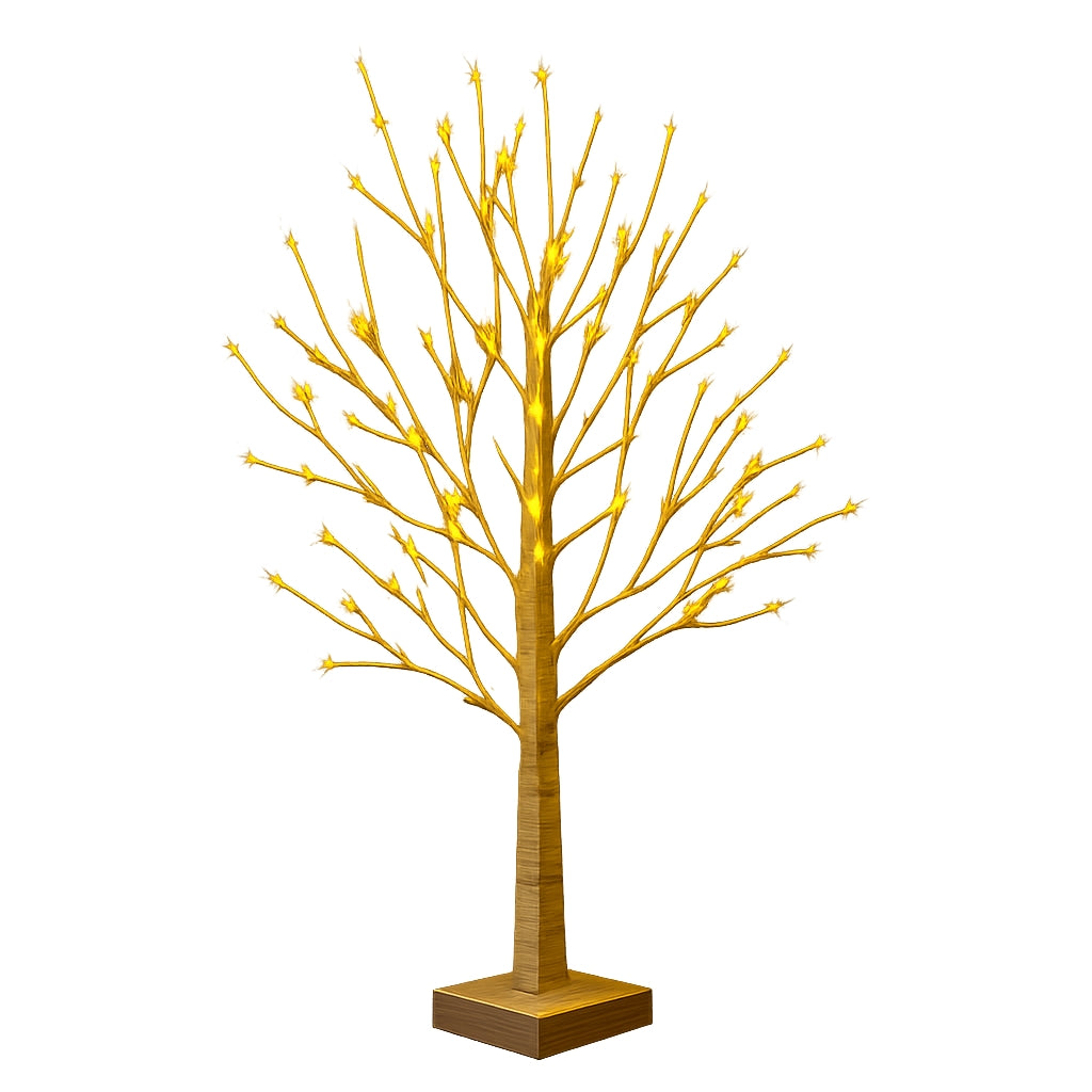 fairy lights birch tree lamp with warm white LED branches
decorative lighting tree displayed with Halloween pumpkins and candles
warm white LED birch tree light for holiday table decor
battery powered fairy lights tree with white trunk and glowing branches
small decorative tree light for Christmas Halloween and home display