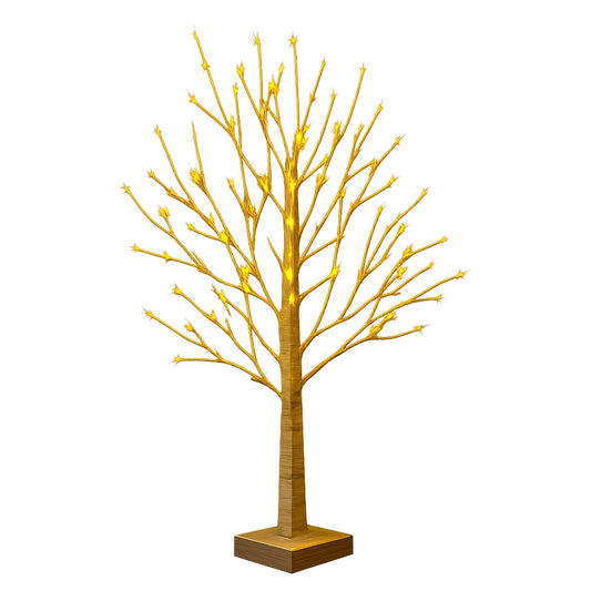fairy lights birch tree lamp with warm white LED branches
decorative lighting tree displayed with Halloween pumpkins and candles
warm white LED birch tree light for holiday table decor
battery powered fairy lights tree with white trunk and glowing branches
small decorative tree light for Christmas Halloween and home display